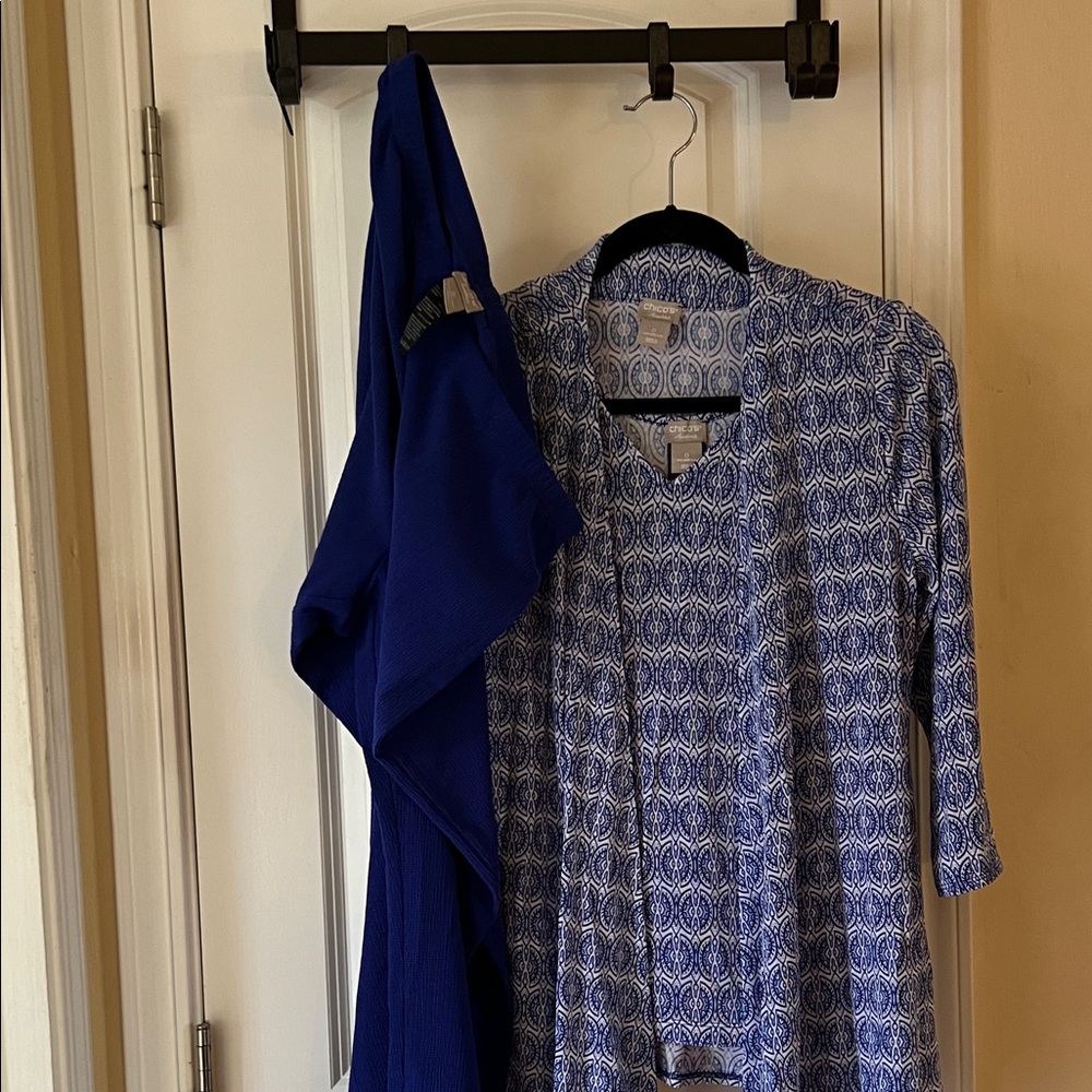 Chico's Blue and White Patterned Blazer